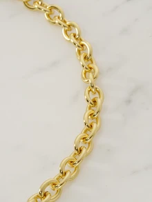 Clariva 1pc Fashion Stainless Steel Heart Initial Pendant Toggle Clasp Chain Necklace Women For Party - Yellow Gold - View 3