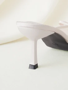 Clariva Giày cao gót hở mũi lưới thoáng khí cho nữ, dép lê đế mỏng thắt nơ thanh lịch, hàng mới về mùa hè đa năng - Màu be - Xem 2