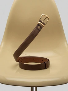 Ladies' Casual Business Retro Versatile Buckle Leather Belt Summer, School Fall, Autumn, Halloween - Brown - View 5