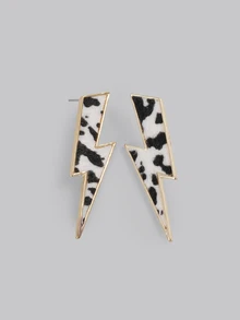 DareSee 1 Pair Retro Western Style Classic Minimalist Lightning Leopard Print Daily Versatile Unique Fashion Earrings For Women - Earrings - View 6