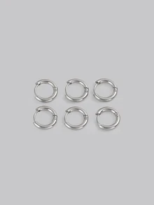 DareSee 6 Pieces/Lot Stainless Steel Simple Metal Circle Small Tiny Hoop Earrings For Women Girls Piercing Jewelry Geometric Round Helix Ear Clip - Six-piece Stainless Steel Earrings - View 1