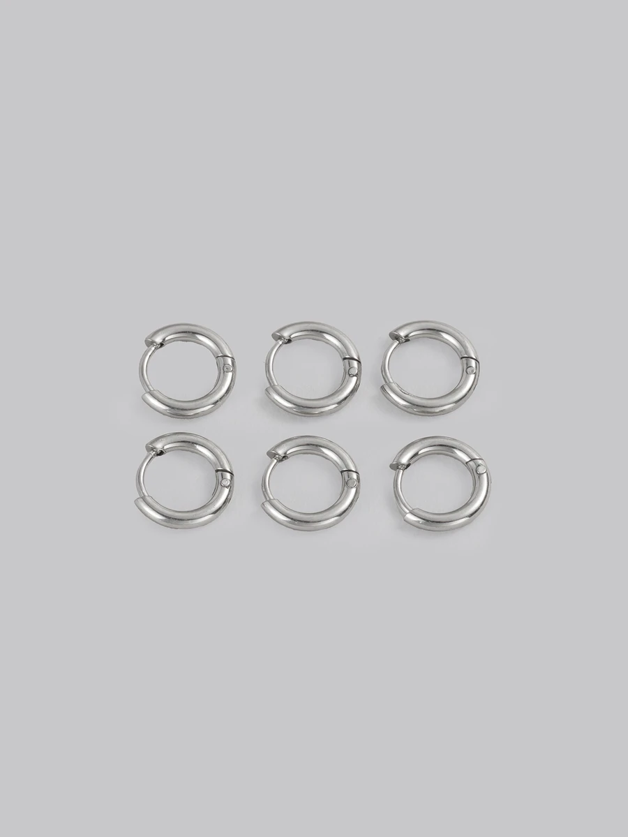DareSee 6 Pieces/Lot Stainless Steel Simple Metal Circle Small Tiny Hoop Earrings For Women Girls Piercing Jewelry Geometric Round Helix Ear Clip - Six-piece Stainless Steel Earrings - View 1