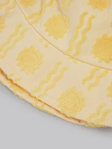 DareSee 1 件涤纶休闲街头风格太阳波浪图案渔夫帽，适合春夏秋冬冬季服装 - 黃色 - 查看 4