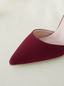 Clariva Fall/Winter 2025 European And American Style Fashionable Metal Flower Stiletto High Heel Wedding Shoes For Women, Pointed Toe Ankle Strap Sandals,Sexy,Women Pumps,Party Outfits - Burgundy - View 3