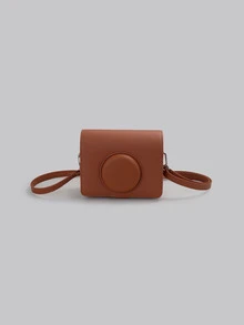 DareSee Mini Evo相機套 - 適用於富士菲林Mini Evo / Mini Evo即時照相機 - 紅棕色荔枝紋理橫向肩帶套 - 棕色 - 查看 1