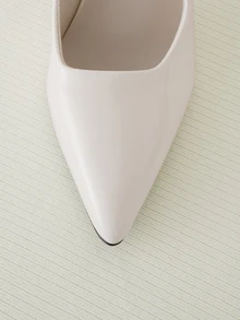 Clariva Women High Heel Pumps, Spring New Pointed Toe High Heels, Sexy Stiletto Black Patent Leather Sandals, 2-In-1 Convertible Shoes, White Sandals - White - View 4