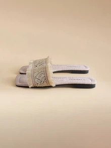 Glizzene Bohemian Vacation Tassel Comfortable Casual Slippers Wedding Wedding - Beige - View 2