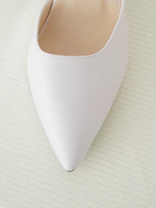 Clariva 秋冬女士仿珍珠蝴蝶结优雅尖头高跟婚鞋，优雅 - 白色 - 查看 3