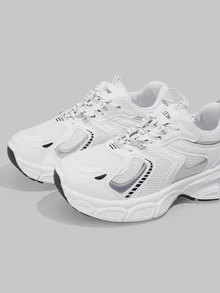 DareSee 2025秋季2024春夏新款厚底厚实厚底运动鞋女透气网面跑步运动休闲鞋 - 白色 - 查看 5