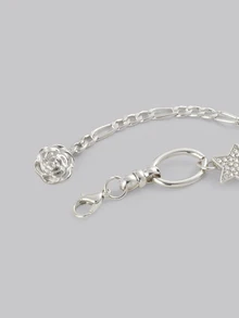 DareSee 1 件美丽的心形星链手链，所有匹配的童话、爱情、Y2K 珠宝、日常小众设计、日常佩戴配饰、女孩珠宝礼物情人节、妈妈、母亲、母亲节、礼物 - 銀色 - 查看 2