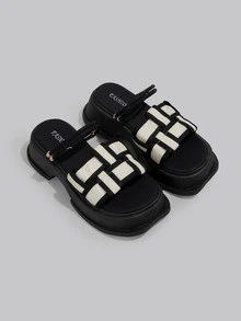 DareSee 女士厚底坡跟凉鞋 舒适露趾拖鞋 - 米色 - 查看 3