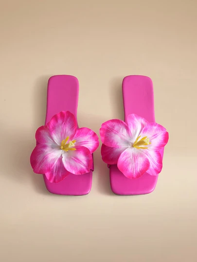 Glizzene 法式平底花卉绑带凉鞋，女士新款夏季时尚拖鞋，适合户外穿着，约会、购物、派对、海滩、居家休闲及婚礼等场合。