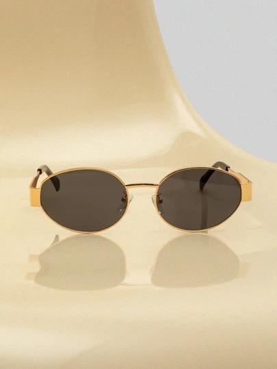 NobleVue 1 Pair Oval Shaped Stylish Women's Glasses, Retro Chic Metal Frame Black Fashion Eyewear, Travel & Beach Accessory, Basic Style For Autumn/Winter, Business & Casual, Gift, College Style, Back To School