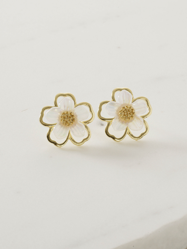 Clariva 1pair Fashionable And Versatile Small Flower Design Cubic Zirconia Women's Stud Earrings, Daily Accessory Valentines