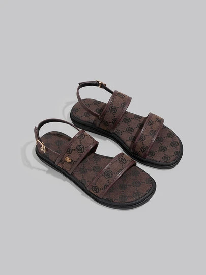 DareSee Women's Thick Sole One-Strap Sandals, Bohemian Ditsy Floral, Open Toe, Comfortable Platform, Wedge Heel, Suitable For Beach, Summer, Spring/Autumn, Fits Dresses, Casual Wear, Plus Size 41-43