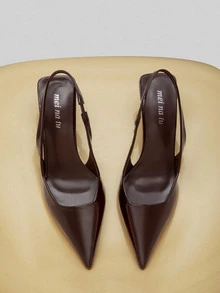 NobleVue Women's High Heel Pumps, Pointed Toe High Heels, Fashion Stiletto Heels, Back Strap Low Vamp Sandals, Elegant, Kitten Heels - Brown - View 4