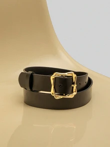 1pc Gold Versatile Fashion Belt For Dress, Suit, Jacket, Casual Wear, Women Summer, School Fall, Autumn, Halloween - Black - View 1