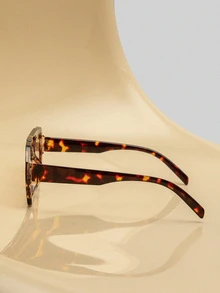 1 副女士豹纹多边形 PC 镜框复古双桥时尚休闲风格眼镜 - 彩色 - 查看 3