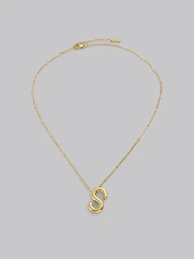 DareSee 1 件气球光滑 A-Z 吊坠字母项链时尚简约链条锁骨链，节日礼物，适合女性日常佩戴 - 金黃色 - 查看 1