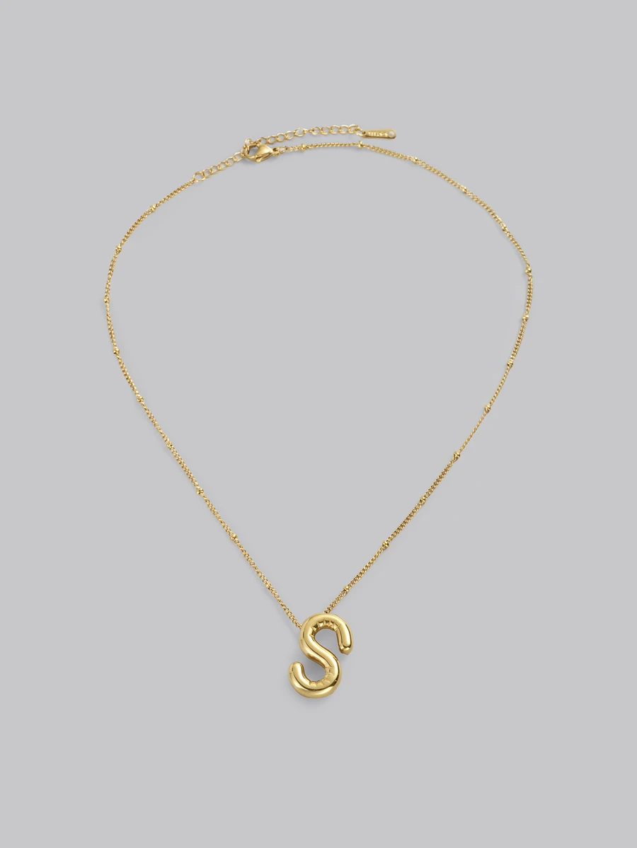 DareSee 1 件气球光滑 A-Z 吊坠字母项链时尚简约链条锁骨链，节日礼物，适合女性日常佩戴 - 金黃色 - 查看 1