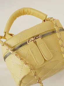 Clariva 轻便迷你包、链条包、绗缝包、手提包、水桶包，适合女孩、大学生和上班族女性，非常适合办公室、大学、工作、通勤、户外活动、旅行和野餐。 - 黃色 - 查看 4