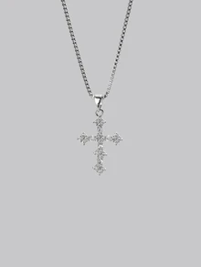 DareSee 1 Pc New Style Personalized Fashion Women's Cross Pendant Necklace Stainless Steel Daily Versatile Dating Party - Silver - View 5