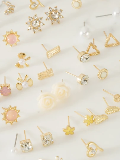 Clariva 時髦花卉圖案,月亮&蝴蝶形狀每天簡約風耳環