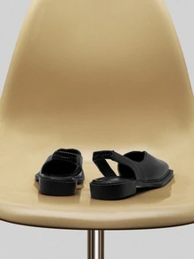 NobleVue 女士平底鞋 2025 设计师奢华扣时尚女士平底鞋露跟尖头休闲女式凉鞋穆勒鞋 - 黑色 - 查看 5