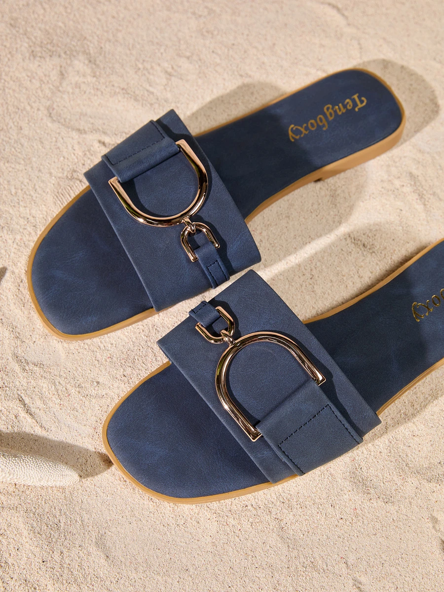 Tropiscape New Arrival Women's Fashionable Flat Sandals - Navy Blue - View 1
