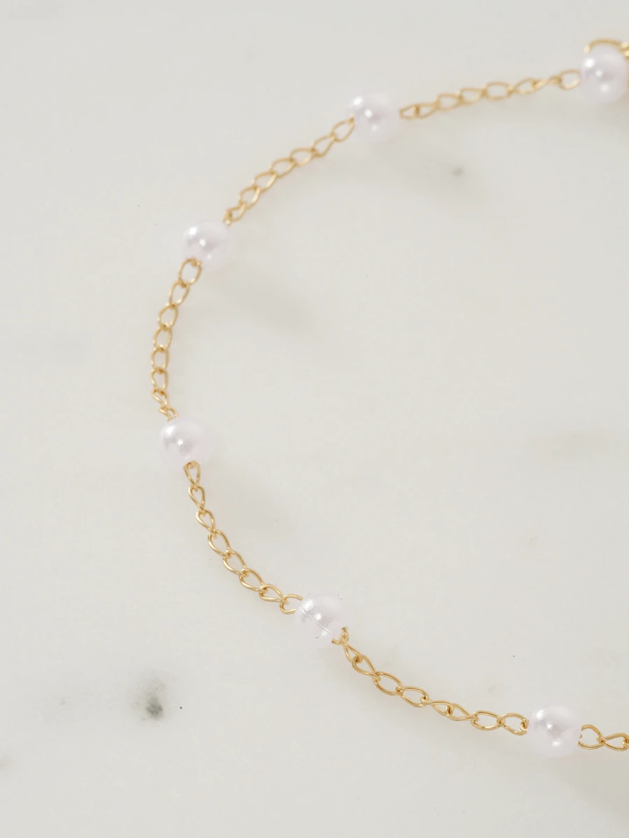 Clariva 一件優雅的人造珍珠鏈鍊手鍊，適合日常佩戴 - 金黃色 - 查看 1