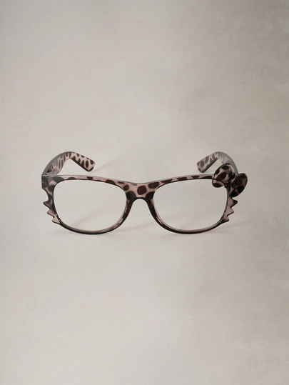 Hatastic 1pc Cute Leopard Print Retro Bowknot Eyeglasses Frame (No Lenses), Suitable For Daily Wear, Travel, And Photography Music Fest