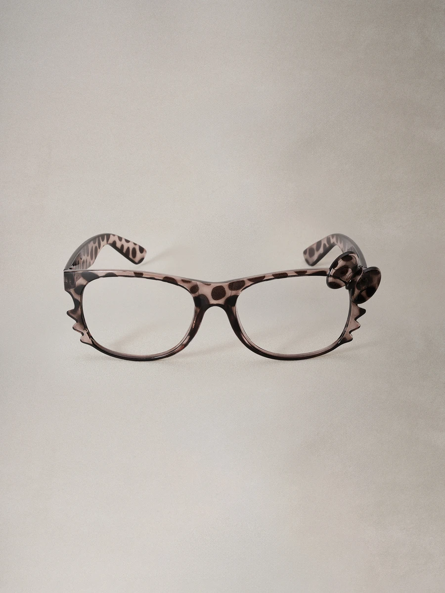 Hatastic 1 gọng kính họa tiết da báo dễ thương kiểu retro có nơ (không kèm tròng kính), thích hợp đeo hàng ngày, đi du lịch và chụp ảnh tại các lễ hội âm nhạc. - Nhiều màu - Xem 1