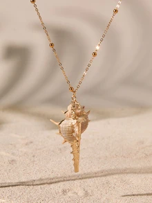 Tropiscape 1pc Shell Pendant Necklace, Bohemian Beach Jewelry For Summer - Multicolor - View 1