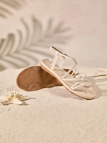 Tropiscape Ultra Comfy Water Shoes - Lightweight, Waterproof, Stylish Thick-Sole Sandals, Suitable For Women And Girls - Perfect For Water Activities, Hiking, Sports, Beach, Swimming, Travel And Outdoor Adventures, Soft Sole. Elastic Strap Women Shoes, Women's Sandals Cottagecore,SummerOutfit - Beige - View 3