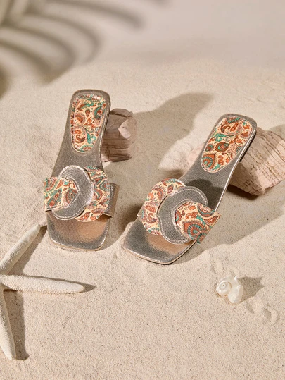 Tropiscape [休闲平底凉鞋] 女士夏季休闲交叉平底凉鞋，露趾，一脚蹬，TPR 外底 - 适合海滩