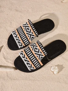 Tropiscape 女士艺术凉鞋，2024 年新款夏季复古百搭平底罗马凉鞋，舒适 - 黑色 - 查看 3