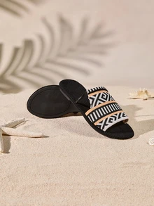 Tropiscape 女士艺术凉鞋，2024 年新款夏季复古百搭平底罗马凉鞋，舒适 - 黑色 - 查看 5