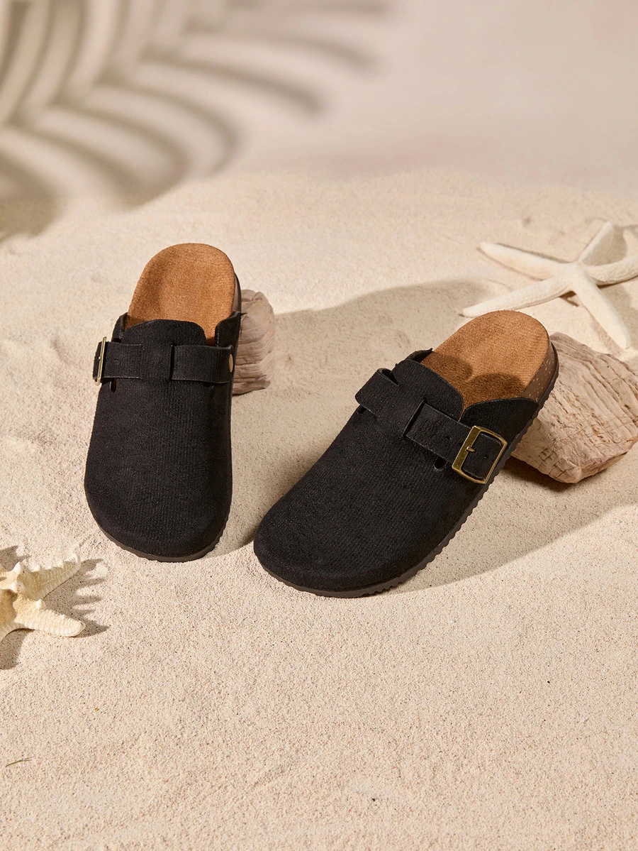 Tropiscape Boken 女士 2024 年春季新款厚底拖鞋，一脚蹬休闲乐福鞋 - 黑色 - 查看 1