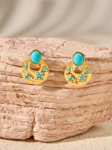 Tropiscape 1 Pair Fashionable & Creative Niche Design Bohemian Style Earrings, Suitable For Daily Wear For Women - Multicolor - View 3