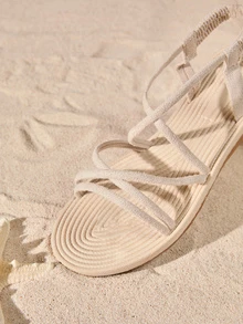Tropiscape Ultra Comfy Water Shoes - Lightweight, Waterproof, Stylish Thick-Sole Sandals, Suitable For Women And Girls - Perfect For Water Activities, Hiking, Sports, Beach, Swimming, Travel And Outdoor Adventures, Soft Sole. Elastic Strap Women Shoes, Women's Sandals Cottagecore,SummerOutfit - Beige - View 5