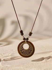 Tropiscape 1pc Vintage Long Necklace Women Sweater Chain Cottagecore,SummerOutfit - Multicolor - View 1