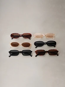 Hatastic 6pcs Vintage Retro Oval Glasses Set, Fashionable Look For Women For Summer Beach Vacation,Outdoor,Travel Music Fest Back To School - View 7