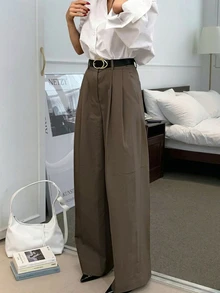 Quần dài dệt kim nữ, kiểu dáng thường ngày, thích hợp cho kỳ nghỉ và công sở. - màu nâu - Xem 2