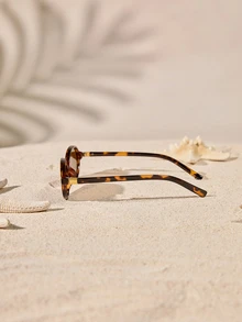 Tropiscape 1副复古椭圆形小框时尚眼镜，男女通用，时尚高端休闲日常佩戴，女士沙滩配饰眼镜 - 茶色 - 查看 4