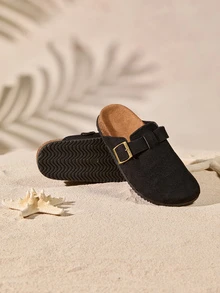 Tropiscape Boken 女士 2024 年春季新款厚底拖鞋，一脚蹬休闲乐福鞋 - 黑色 - 查看 2