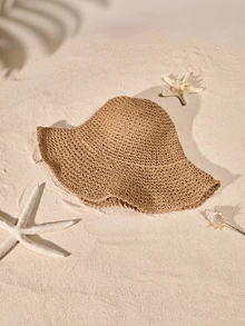 Tropiscape 宽边经典草帽，女士沙滩太阳帽，多功能防晒渔夫帽，春夏季 - 卡其色 - 查看 5