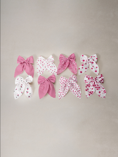 Hatastic 8件套红白波点、格子、花朵、蝴蝶结发夹组合装 - 俏皮波点、复古格子、浪漫花朵，一应俱全 - 适合女孩和女士，是约会、派对或外出提升魅力的完美之选，包括发夹、发爪、发卡、发夹，适合女士冬季穿搭、度假装扮，蝴蝶结，可爱，发饰