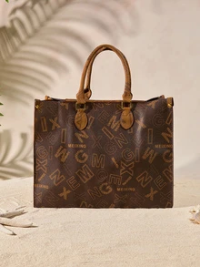 Tropiscape Bolso de compras de doble bloque con estampado clásico francés, de gran capacidad, versátil para ir y venir, llamativo bolso de trabajo para mujeres con estilo campestre y de verano - Multicolor - Ver 1
