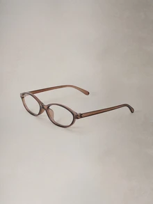 Hatastic Fashionable Women's Small Frame Oval Stylish High-End European And American Versatile Transparent Glasses, Essential For Commuting And Back To School Music Fest - Clear - View 2