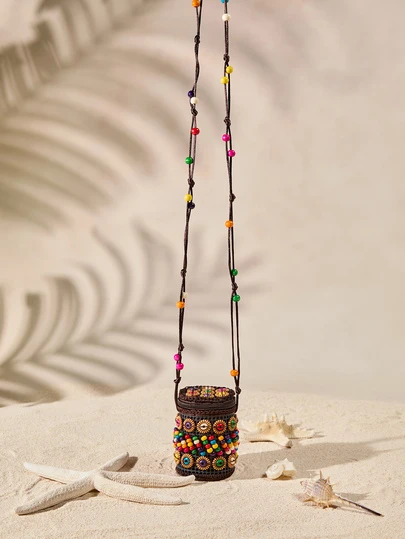 Tropiscape 1 件时尚彩色零钱包斜挎包，椰子壳小包，天然工艺礼物适合女性日常使用